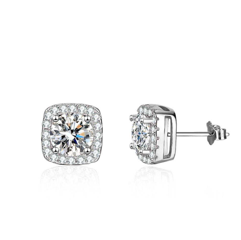 S925 Moissanite Diamond Stud Earrings