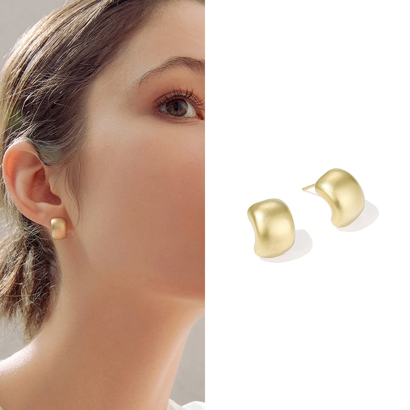 Curled Golden Stud Earrings